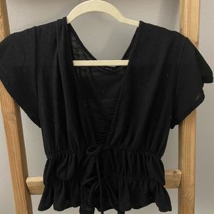 Open front double tie shirt